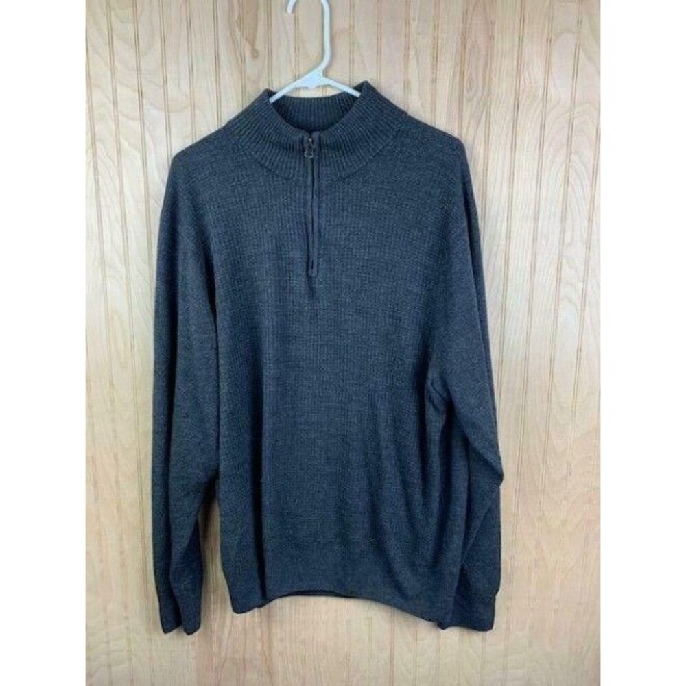 Dockers Size XXL Mens Sweater Dark Gray Long Sleeve 1/4 Zip Front
